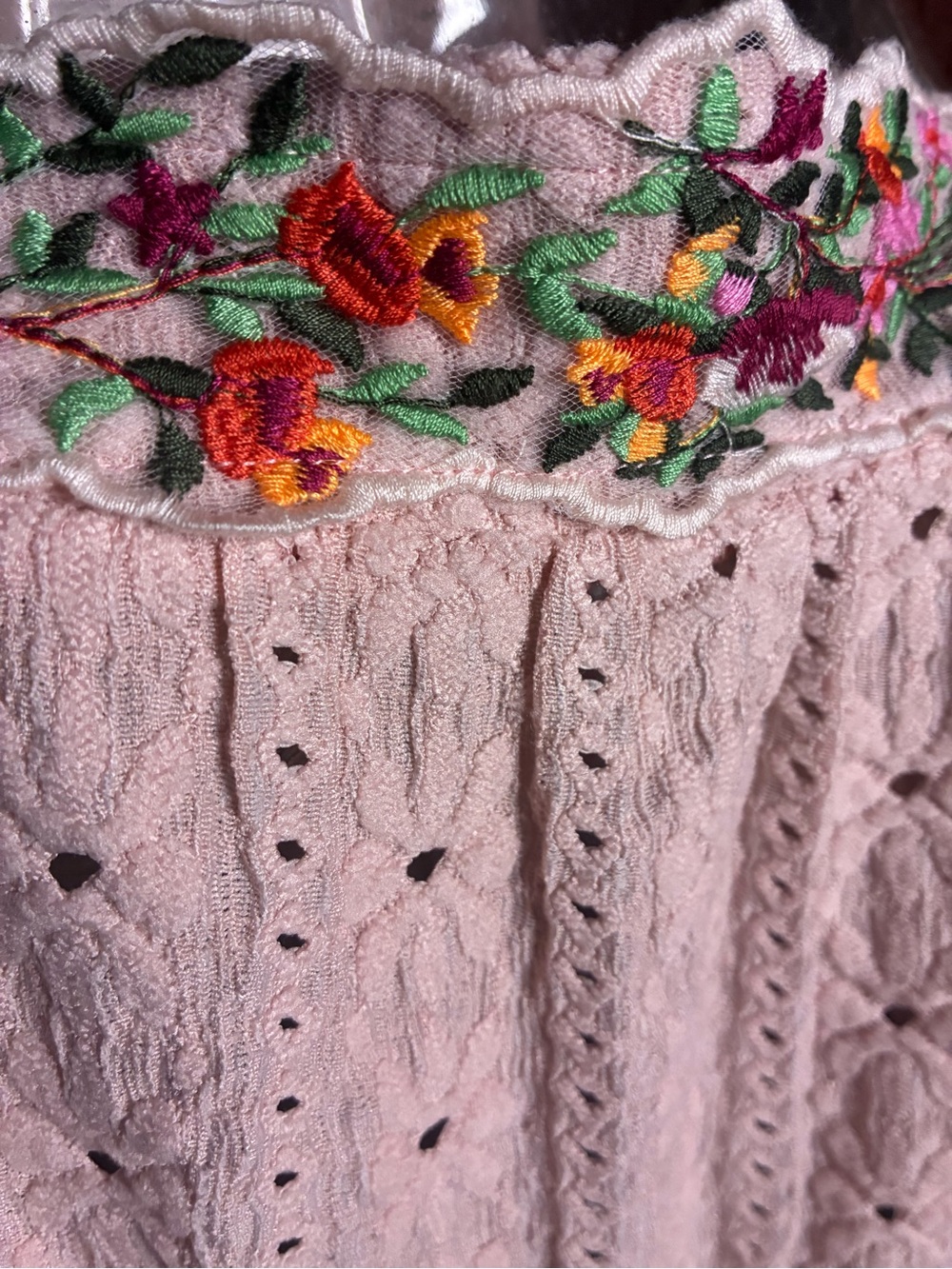 BloomChic Blush Eyelet Square-Neck Embroidered Peasant Top - Picture 8 of 9